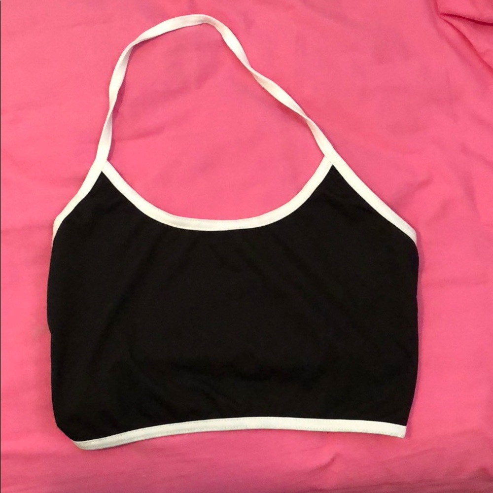 Black halter crop top